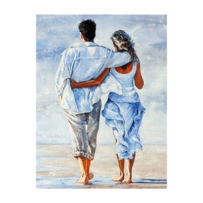 Couple Walking in The Rain with Umbrella Artworks Printed on Canvas - Image 7