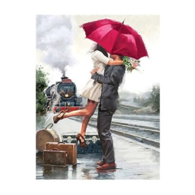 Couple Walking in The Rain with Umbrella Artworks Printed on Canvas - Image 14