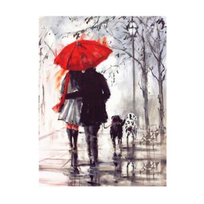 Couple Walking in The Rain with Umbrella Artworks Printed on Canvas - Image 4