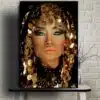 Woman With Makeup and Gold Plates Printed on Canvas
