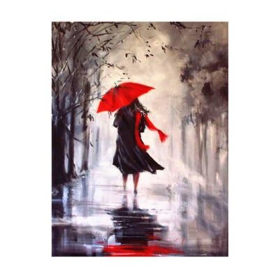 Couple Walking in The Rain with Umbrella Artworks Printed on Canvas - Image 12