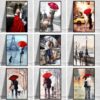 Couple Walking in The Rain with Umbrella Artworks
