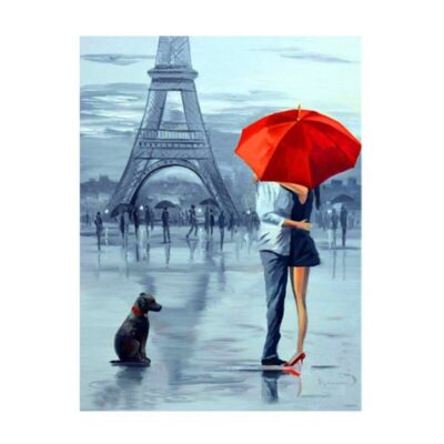 Couple Walking in The Rain with Umbrella Artworks Printed on Canvas - Image 13