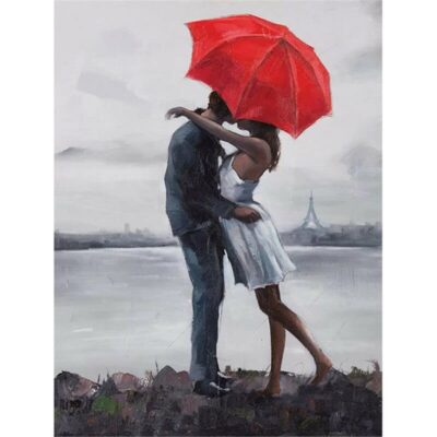 Couple Walking in The Rain with Umbrella Artworks Printed on Canvas - Image 10