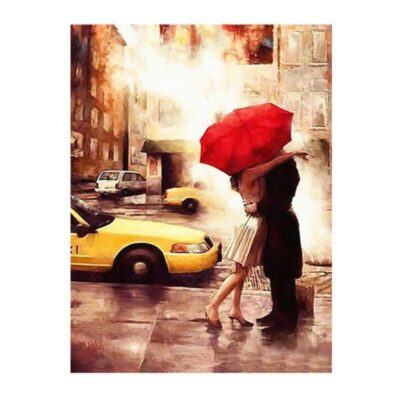 Couple Walking in The Rain with Umbrella Artworks Printed on Canvas - Image 6