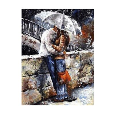 Couple Walking in The Rain with Umbrella Artworks Printed on Canvas - Image 17