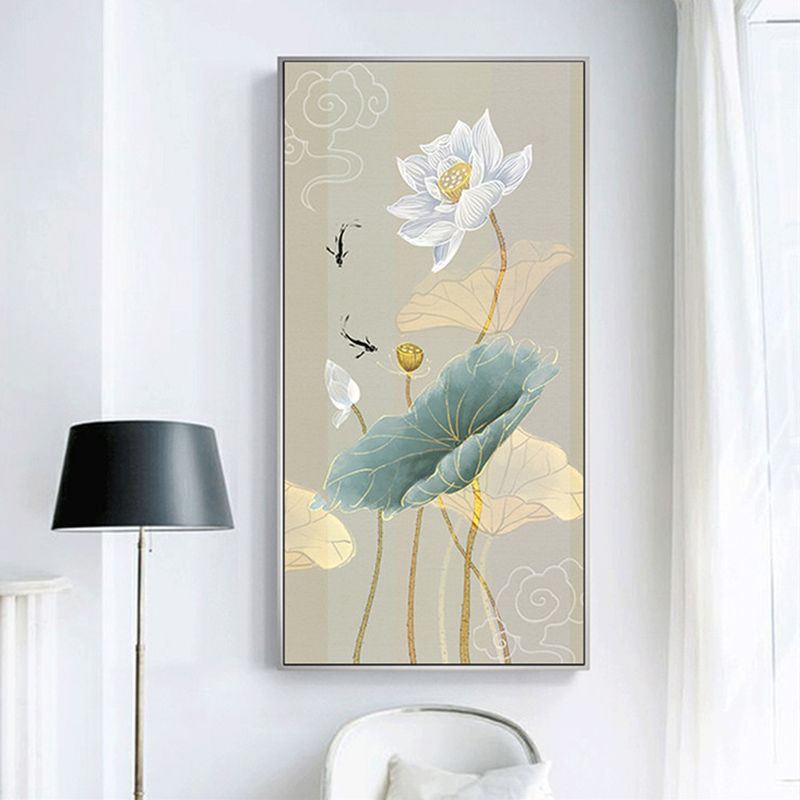 Abstract Lotus Flower Painting Printed on Canvas