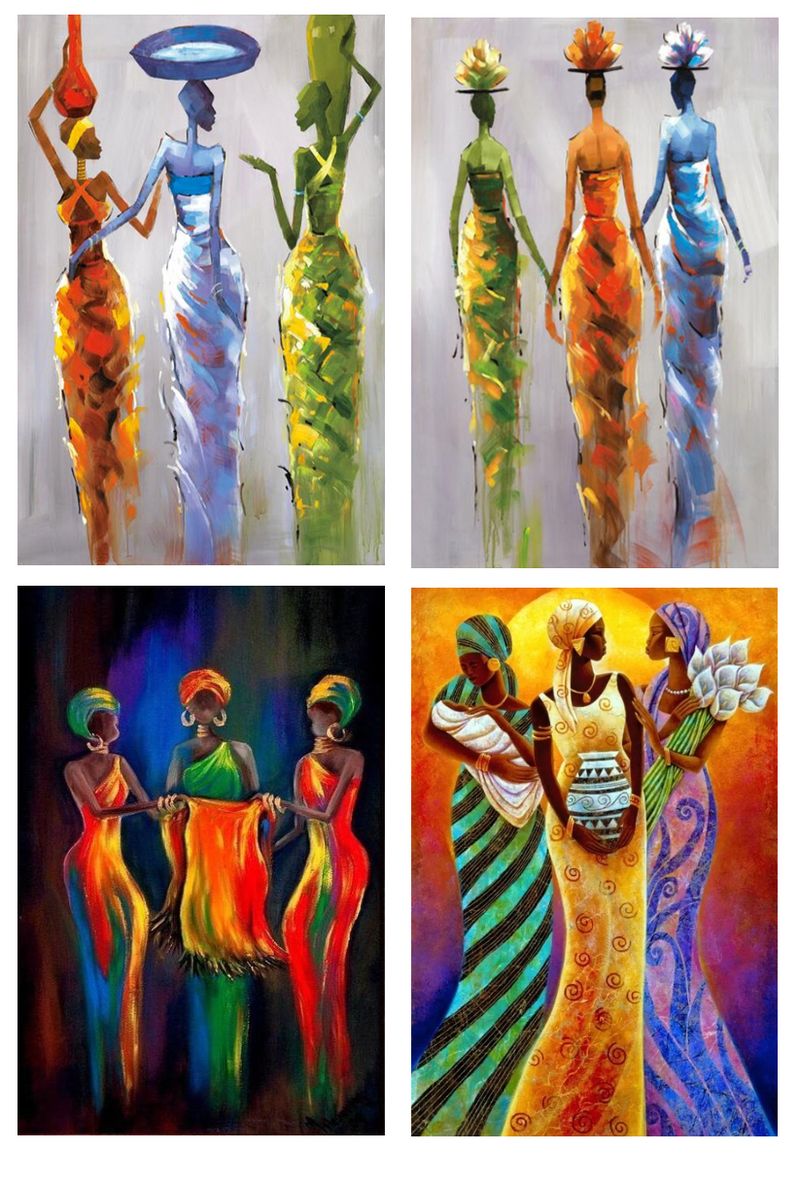 African Women Artwork Printed on Canvas 