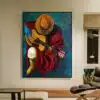 Cowboy Playing On Guitar Painting Printed on Canvas