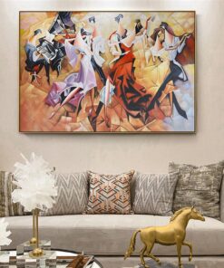 Abstract Party Painting with Dancing People Printed on Canvas