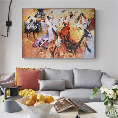 Abstract Party Painting with Dancing People Printed on Canvas - Image 3