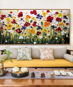 Abstract Colorful Flowers Oil Painting Printed on Canvas