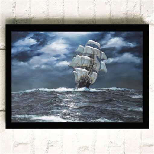Sailing Ships Sail In The Waves Artworks Printed on Canvas
