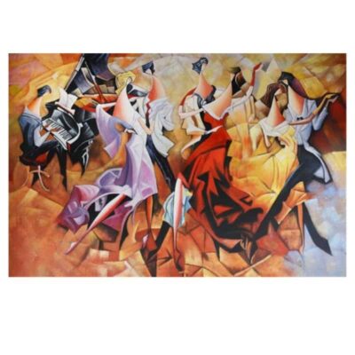 Abstract Party Painting with Dancing People Printed on Canvas - Image 2