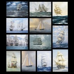 Sailing Ships Sail In The Waves Artworks Printed on Canvas