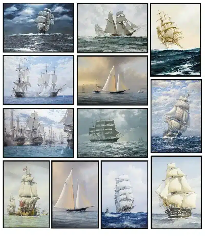 Sailing Ships Sail In The Waves Artworks Printed on Canvas