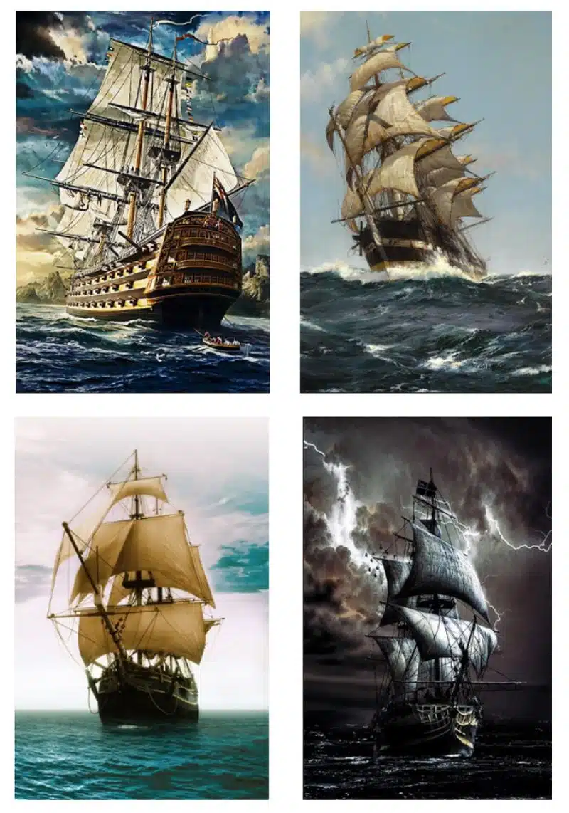 Sailing and Pirate Ships Artworks Printed on Canvas