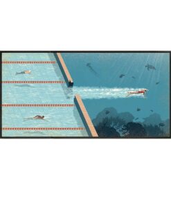 Swimmer Going To The Blue Ocean Painting Printed on Canvas 3