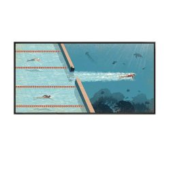 Swimmer Going To The Blue Ocean Painting Printed on Canvas 3