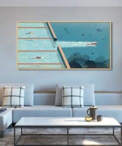 Swimmer Going To The Blue Ocean Painting Printed on Canvas 6