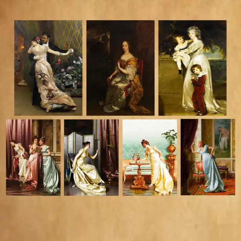 Upper Class in 17th to 19th Century Paintings Printed on Canvas