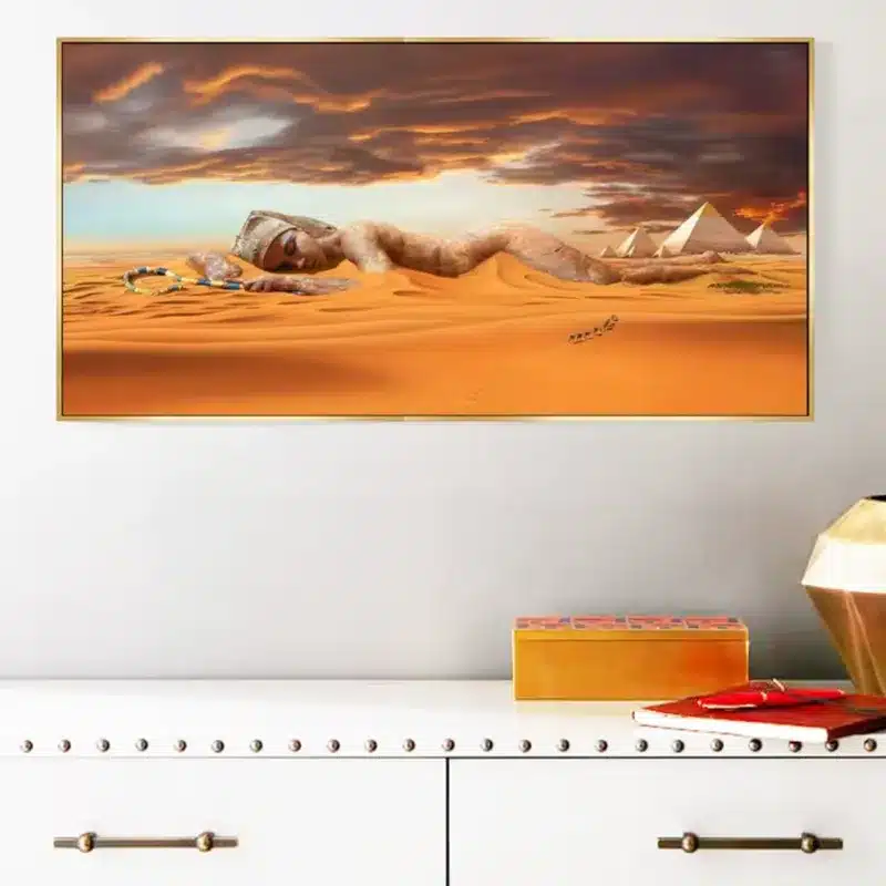 Woman Sleeps in the Desert Painting Printed on Canvas