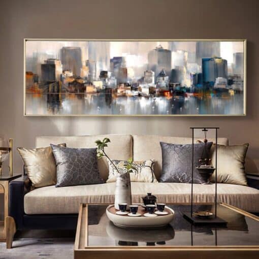 Abstract City Landscape Painting Printed on Canvas