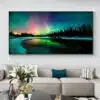 Artwork with Northern Lights Printed on Canvas