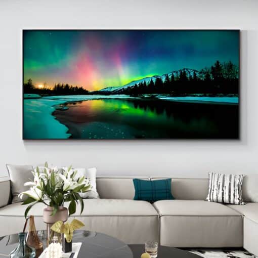 Artwork with Northern Lights Printed on Canvas