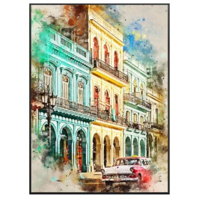 City Landscape in Cuba Artwork Printed on Canvas - Image 2