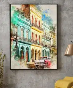 City Landscape in Cuba Artwork Printed on Canvas