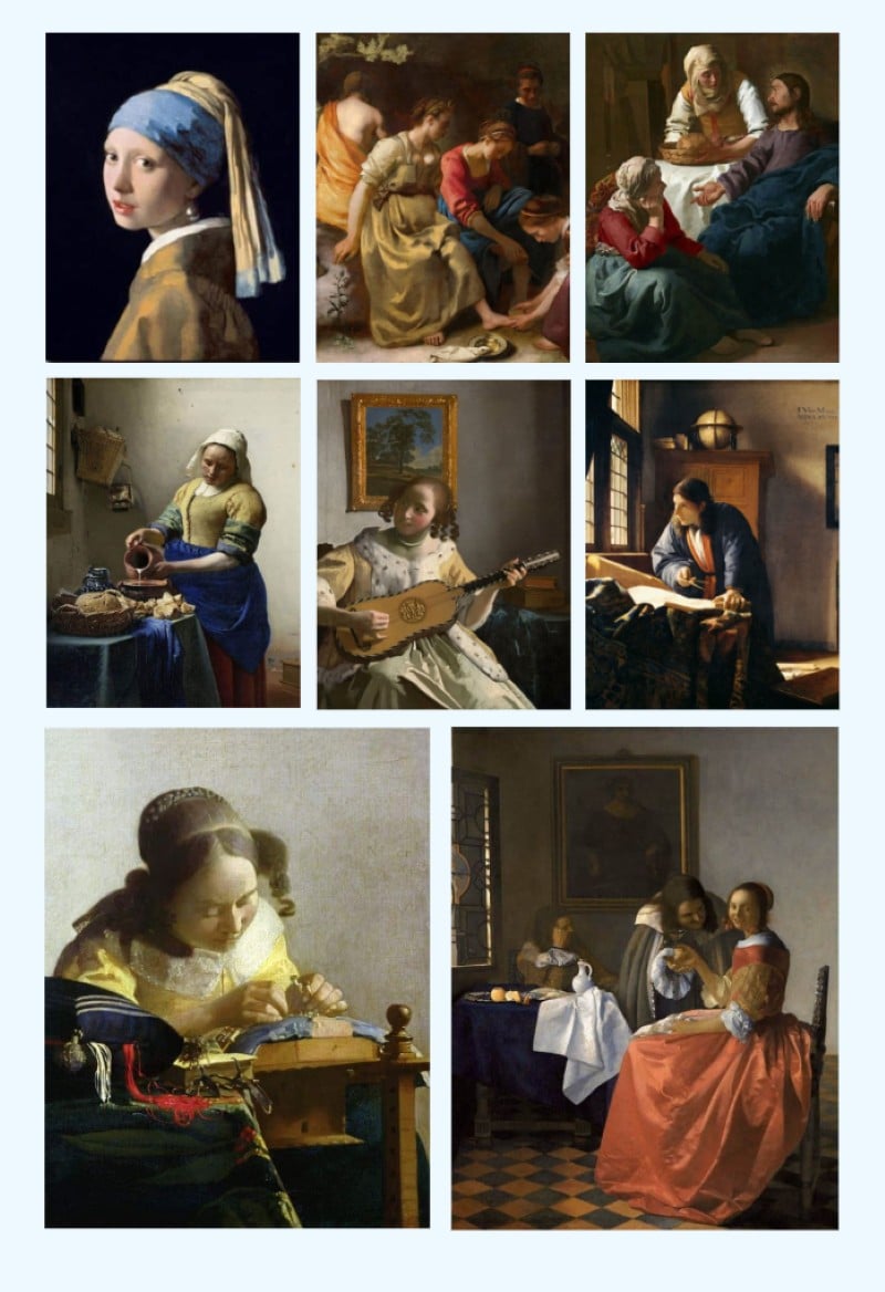 Paintings by Johannes Vermeer Printed on Canvas