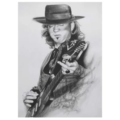 Stevie Ray Vaughan Wall Art Printed on Canvas - Image 4