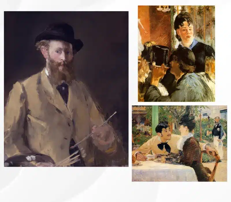Édouard Manet Self-Portrait, the Waitress and At the Restaurant Printed on Canvas