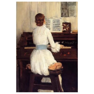 Young Woman in Front of The Piano Printed on Canvas - Image 3