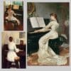 Young Woman in Front of the Piano Printed on Canvas