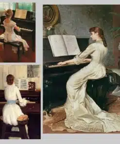 Young Woman in Front of the Piano Printed on Canvas