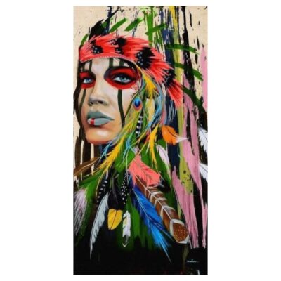 Alternative view of Colorful Native American Woman Printed on Canvas