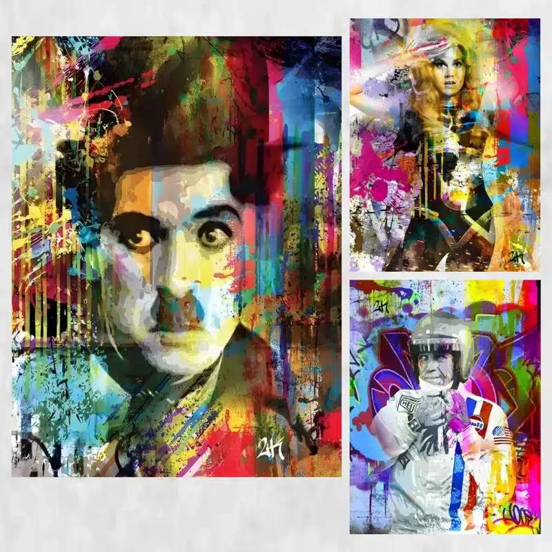 Graffiti Artwork of Celebrities Printed on Canvas