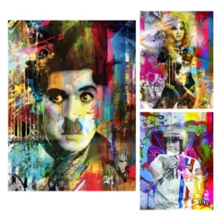 Graffiti Artwork of Celebrities Printed on Canvas