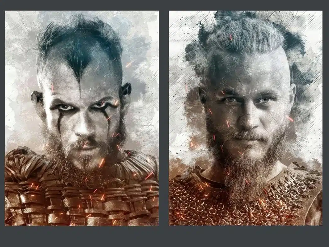 Portrait of The Vikings Ragnar and Flóki