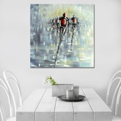 Abstract Painting of Cyclists Painted on Canvas