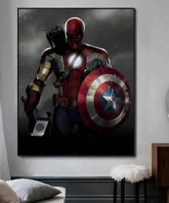 Figure With Captains America Shield & Thor´s Hammer Printed on Canvas