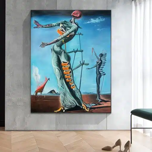The Burning Giraffe by Salvador Dalí Printed on Canvas