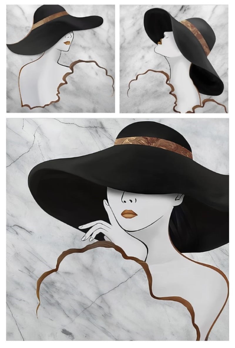 Woman with Fancy Hat Printed on Canvas