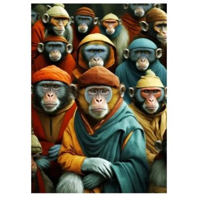 Animal in Clothes Colorful Artwork Printed on Canvas - Image 3