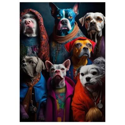 Animal in Clothes Colorful Artwork Printed on Canvas - Image 4