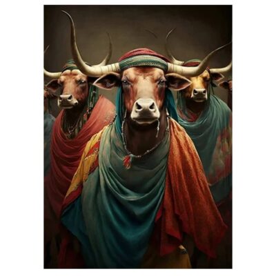 Animal in Clothes Colorful Artwork Printed on Canvas - Image 5