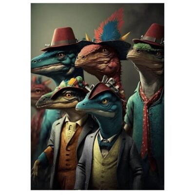 Animal in Clothes Colorful Artwork Printed on Canvas - Image 6
