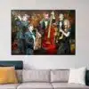 Colorful Painting of Jazz Band Printed on Canvas